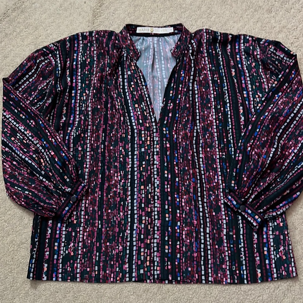 NWOT Marie Oliver Mosaic Long Sleeve Blouse XS